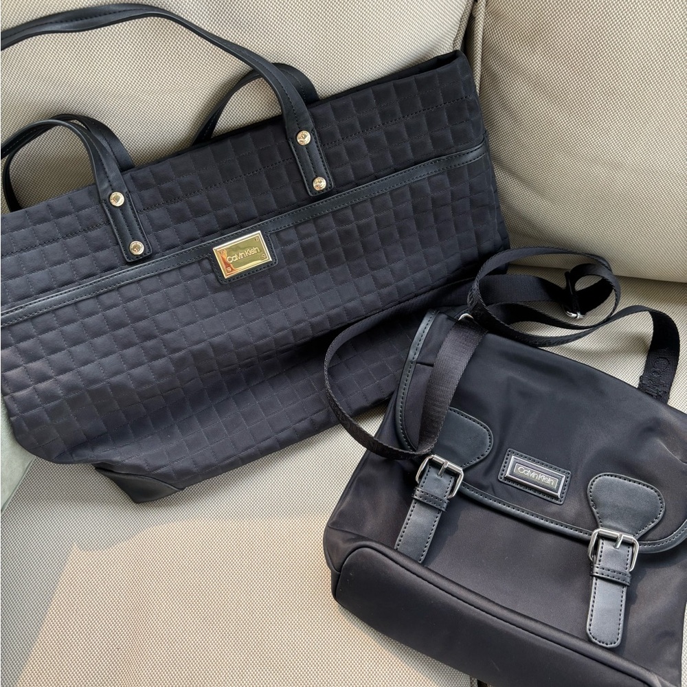 Buy one get one!  Calvin Klein Black Quilted Shoulder Bag and Crossbody Set